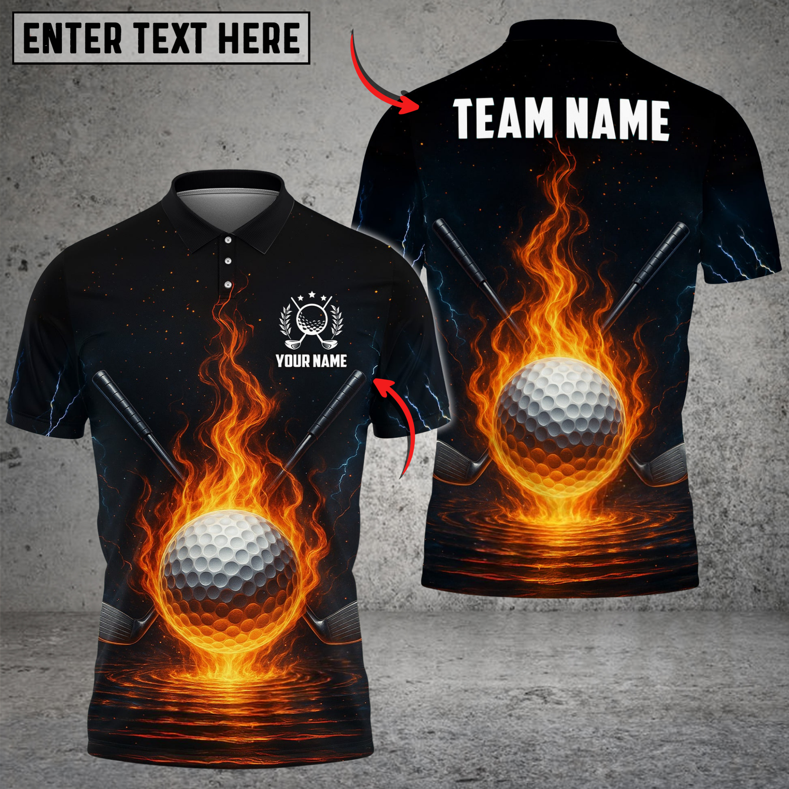 Blisscorners Golf  Flaming Golf Multicolor Customized Name, Team Name 3D Shirts