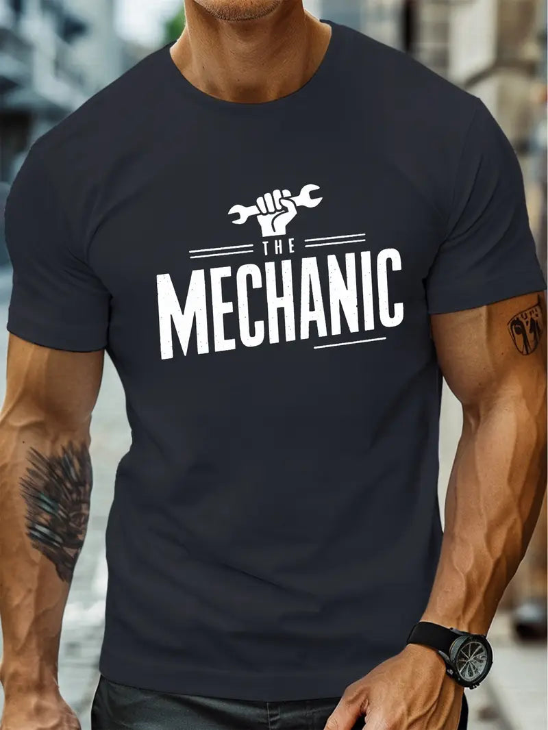 Blisscorners The Mechanic T- Shirt With Hand & Wrench Print, Birthday Gift For Mechanic, Regular Fit, Summer Top