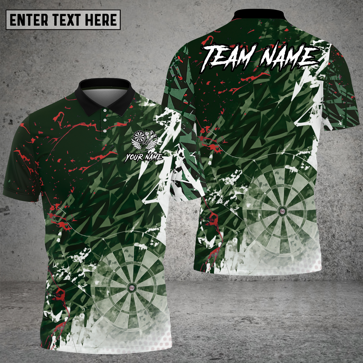 Blisscorners Dartboard Shirt Green Geometric Shatter Effect Multioptions Personalized Name, Team Name Unisex 3D Shirt (4 Colors)