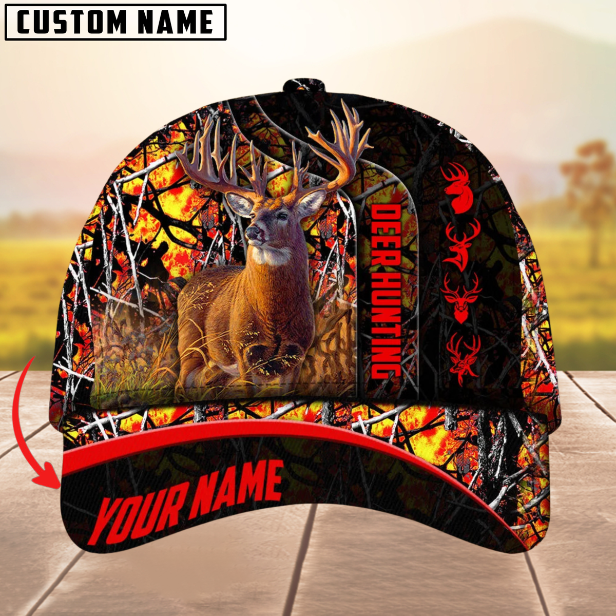 Blisscorners The Unique Premium Deer Hunting Camouflage Pattern Multicolor Personalized Name 3D Cap