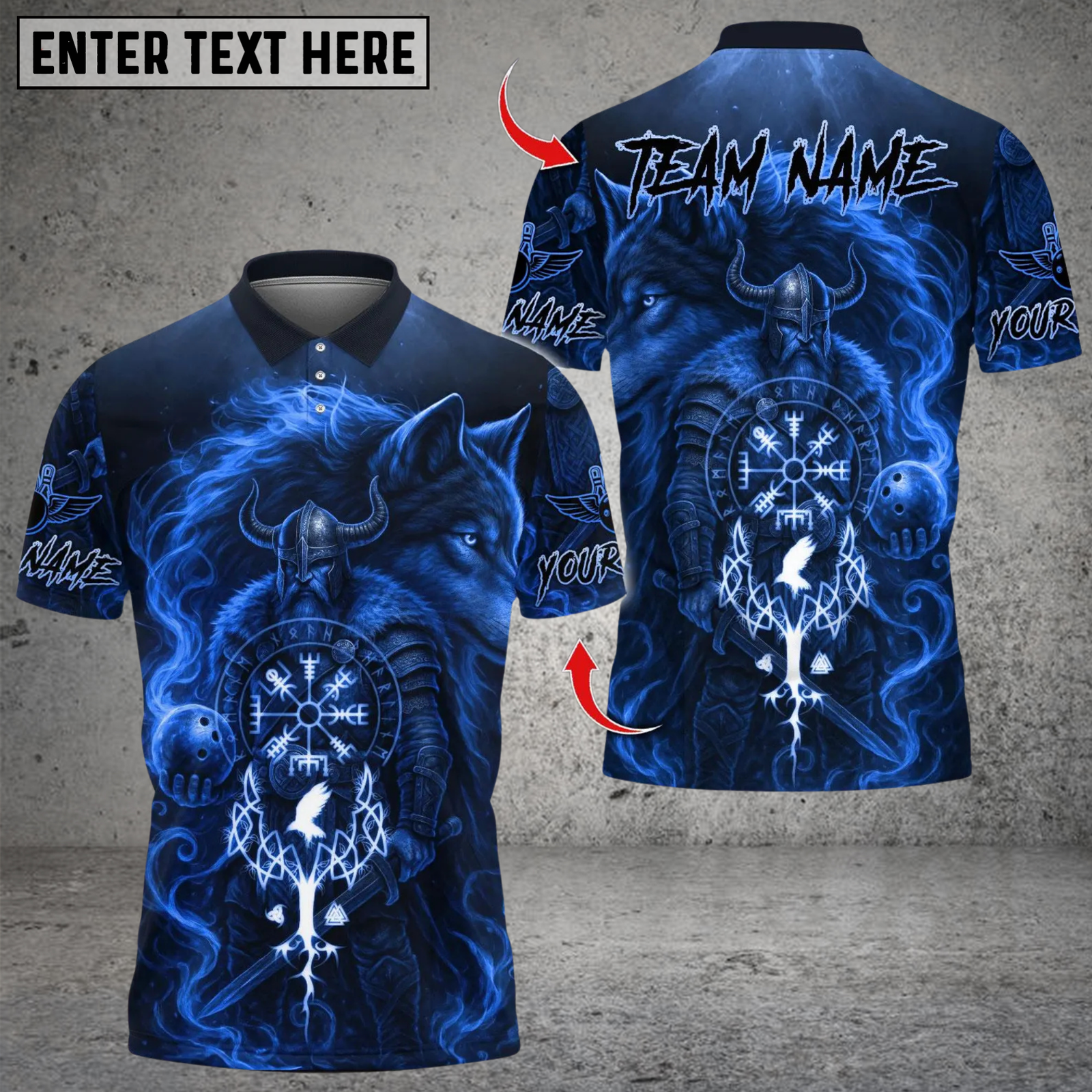 Blisscorners Bowling Viking Warrior And Wolf Multicolor Customized Name, Team Name 3D Shirts
8