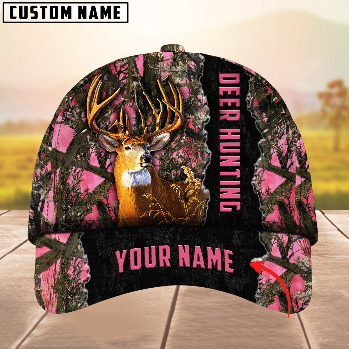Blisscorners Cool Men’s Camouflage Deer Hunting Multicolor Option Personalized Name 3D Cap