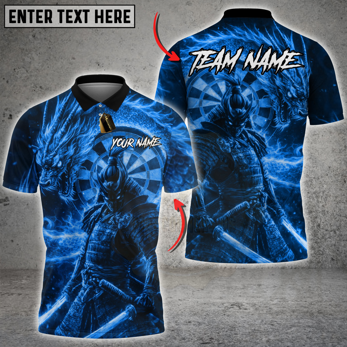 Blisscorners Darts Fire Dragon Samurai Dartboard Fantasy Multicolor Customized Name, Team Name 3D Shirts