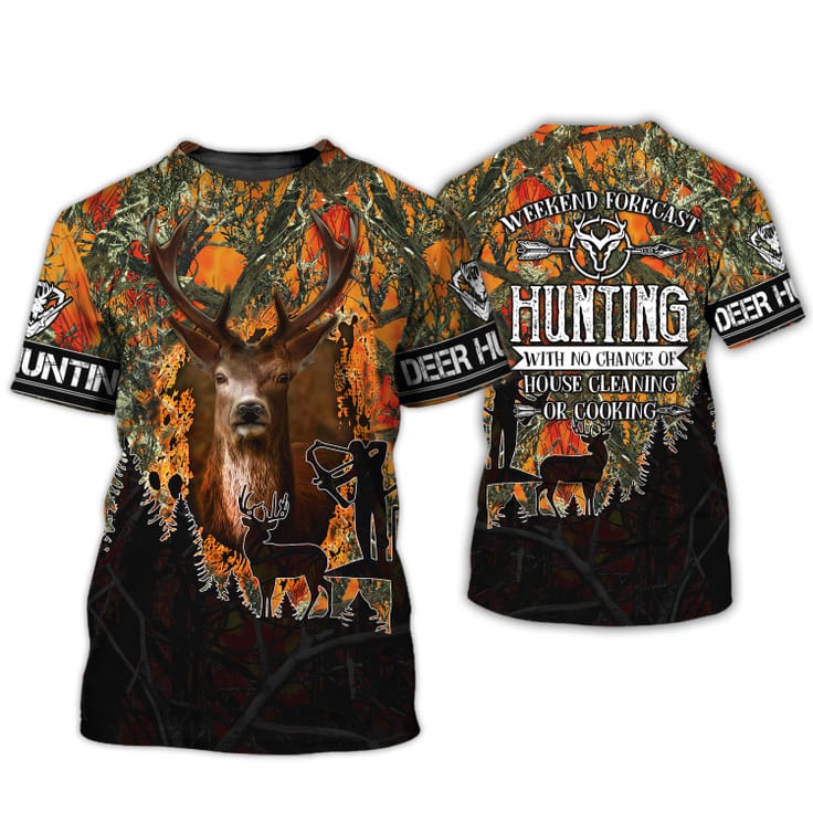 Blisscorners Weekend Forecast Hunting Deer All Over Printed 3D Shirts