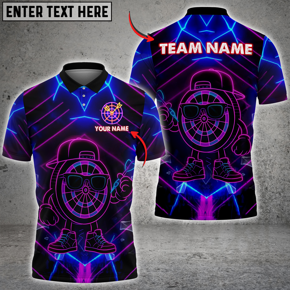 Blisscorners Darts Neon Dartboard Hero Multicolor Customized Name, Team Name 3D Shirts