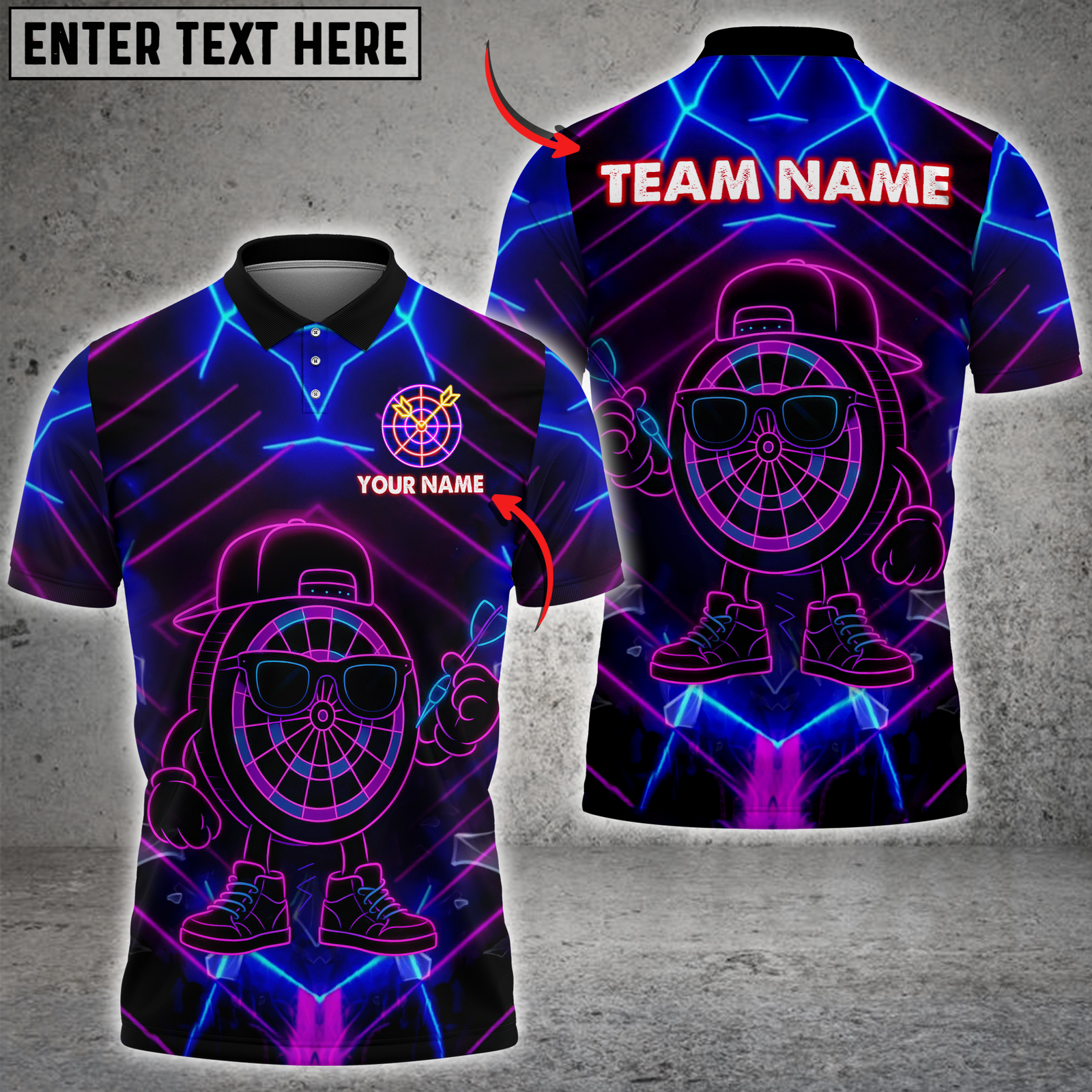 Blisscorners Darts Neon Dartboard Hero Multicolor Customized Name, Team Name 3D Shirts