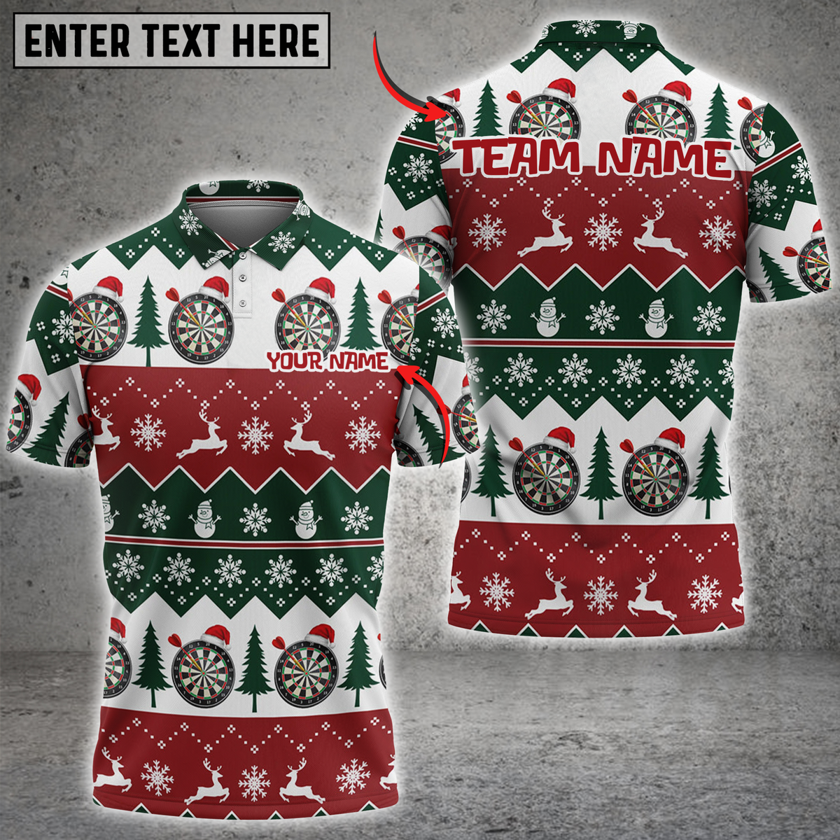 Blisscorners Darts Ugly Christmas Pattern Personalized Name 3D Unisex Shirt
