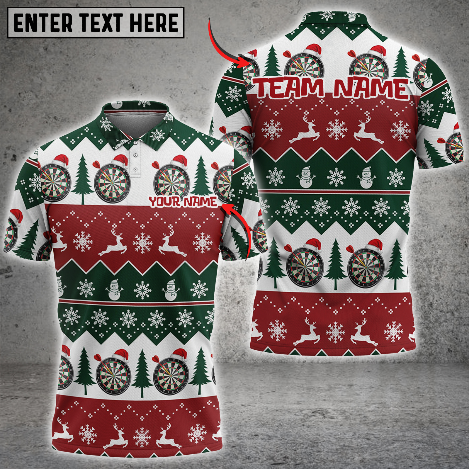 Blisscorners Darts Ugly Christmas Pattern Personalized Name 3D Unisex Shirt