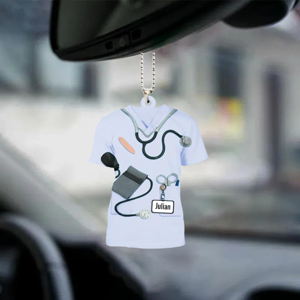 Blisscorners Personalized Proud Nurse Uniform Two Sides Shaped Acrylic Car Hanging Ornament