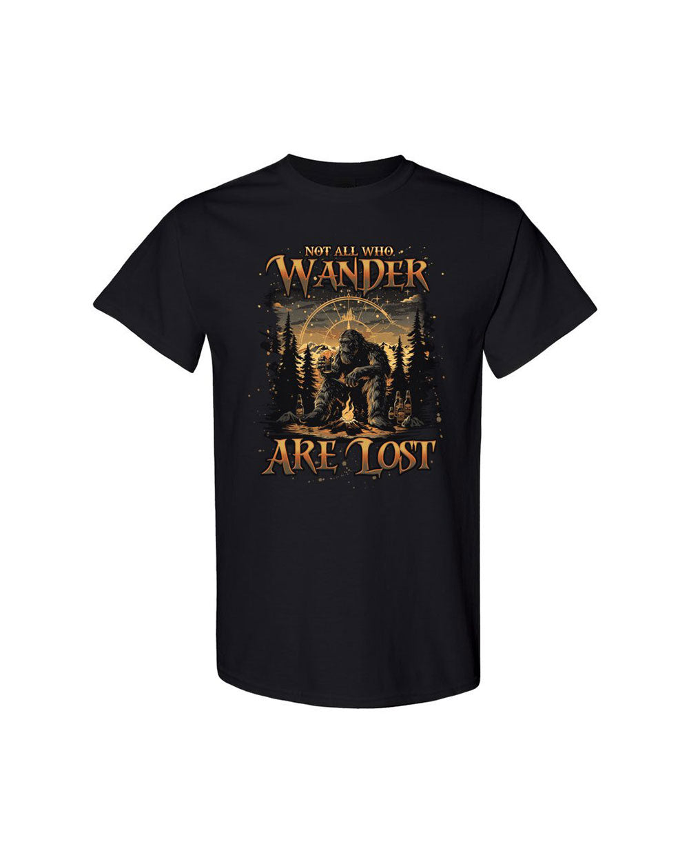 BLISSCORNERS NOT ALL WHO WANDER ARE LOST BIGFOOT COMPASS  COTTON SHIRT