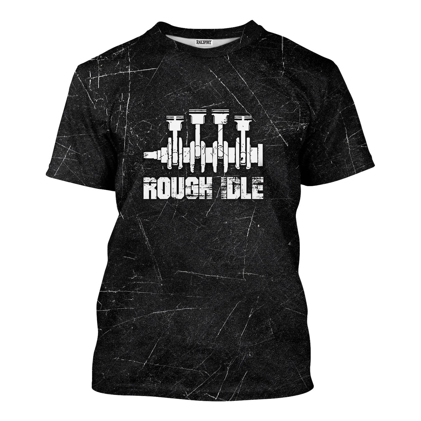 Blisscorners Rough Idle Mechanic Shirt, Car Engine Graphic Tee for Auto Enthusiasts, Car Lovers, and Gearheads, Unique Engine Design Shirt for Men & Women
