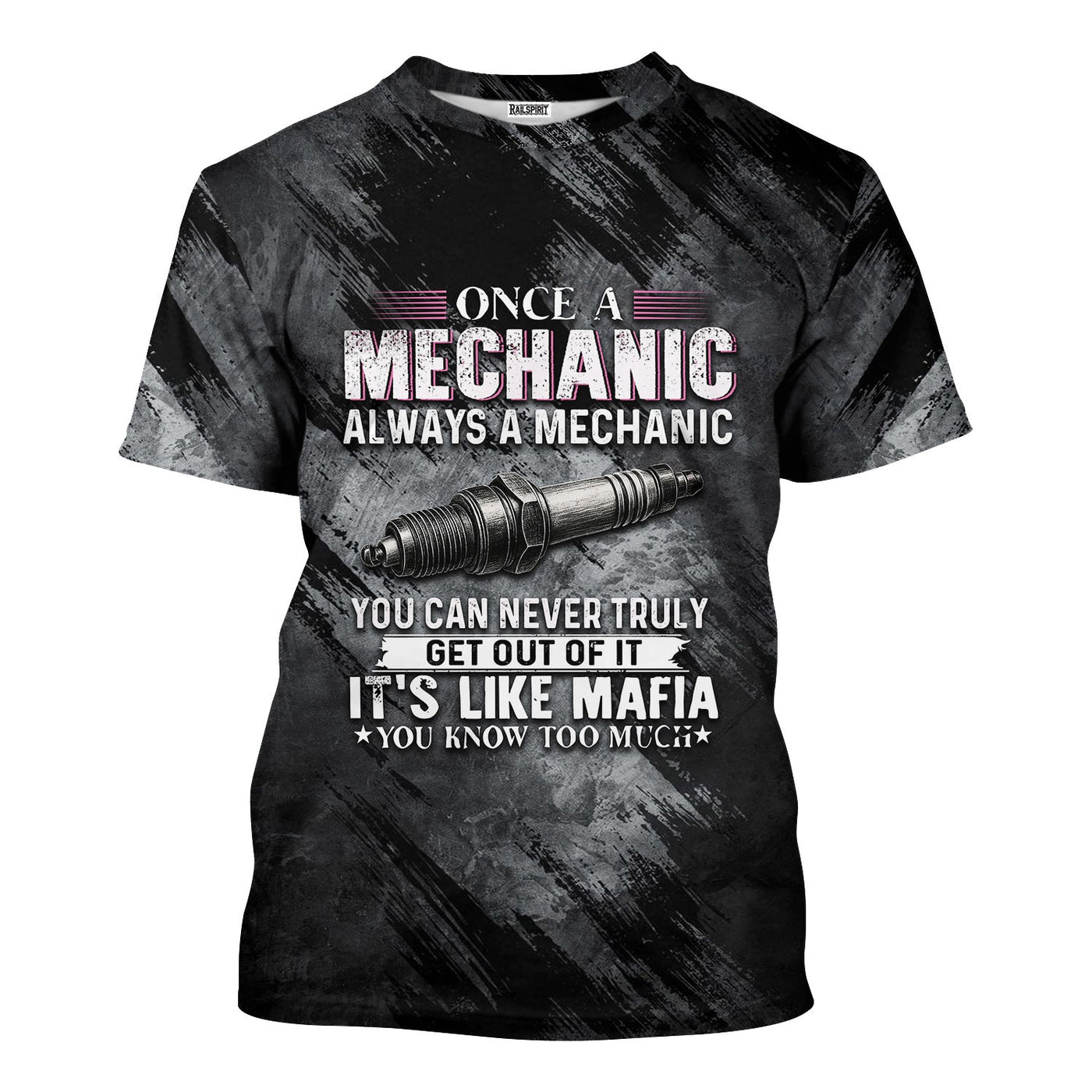 Blisscorners Once A Mechanic Always A Mechanic Shirt Funny Printed Vintage Mechanic Unisex T Shirt Spark Plug Design