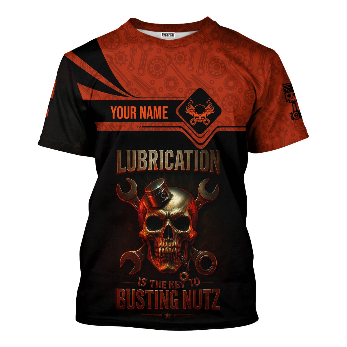 Blisscorners Personalized Mechanic Shirt, Lubrication Is The Key To Busting Nutz, Skull and Wrenches Design, Gift For Men