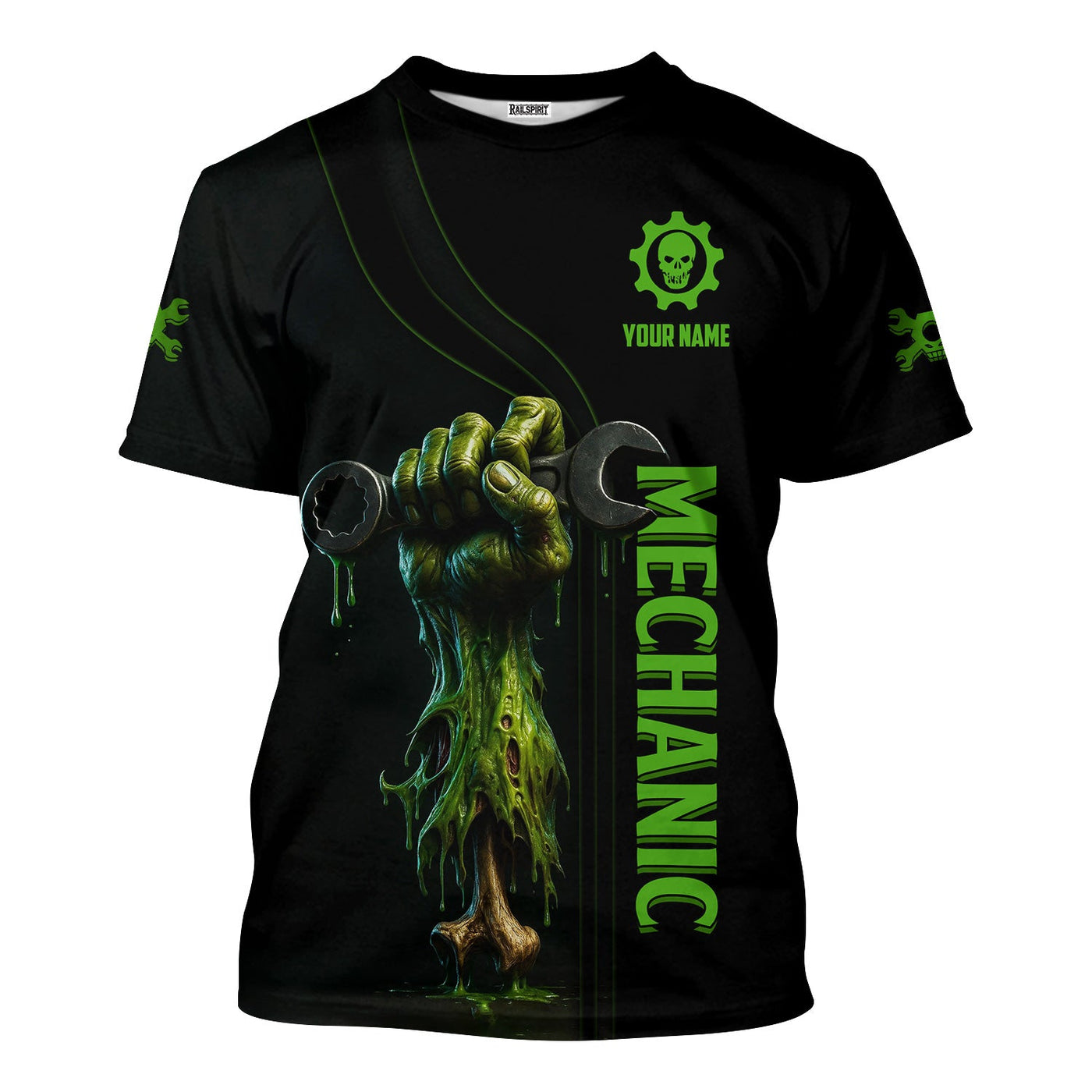 Blisscorners Personalized Mechanic Shirt, I Will Not Quit I'm A Mechanic Till I Die, Zombie and Wrenches Design, Gift For Men