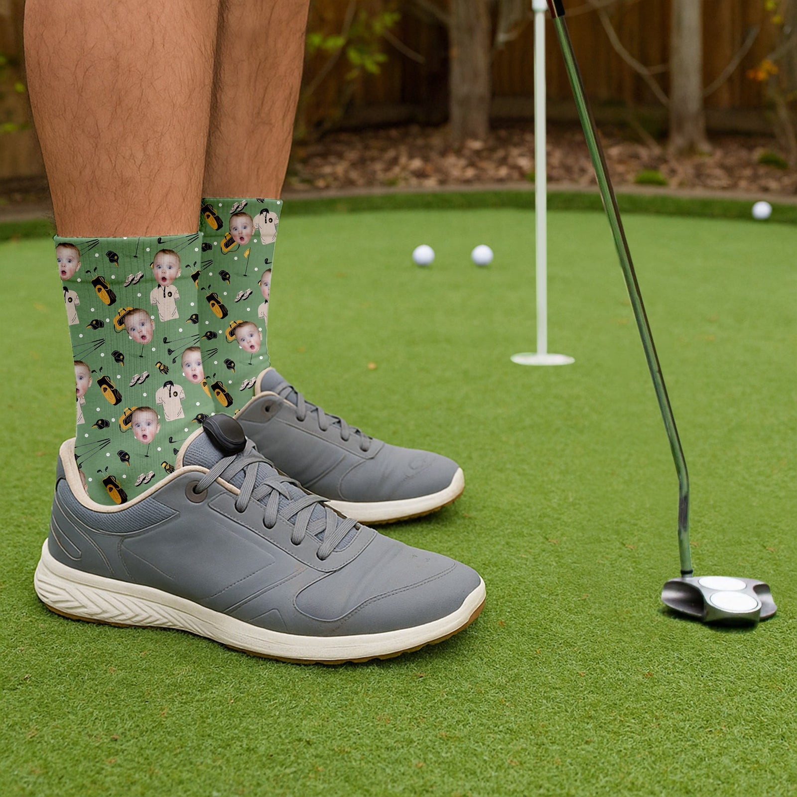 Blisscorners Custom Face Kids Photo, Funny Pattern Socks With Faces, Christmas Golf Gift, Dad Golf GiftLM2611
