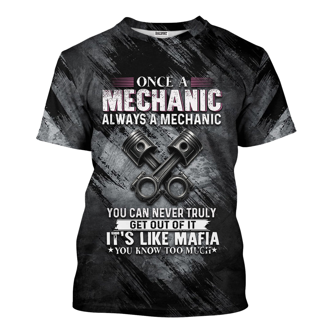 Blisscorners Once A Mechanic Always A Mechanic Shirt Funny Printed Vintage Mechanic Unisex T Shirt Engine Piston Design