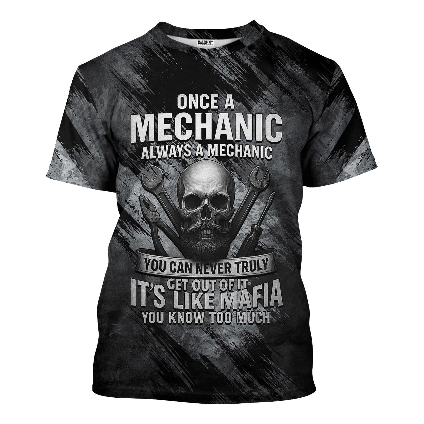 Blisscorners Once A Mechanic Always A Mechanic Shirt Funny Printed Vintage Mechanic Unisex T Shirt Skull and Mechanic Tools Design