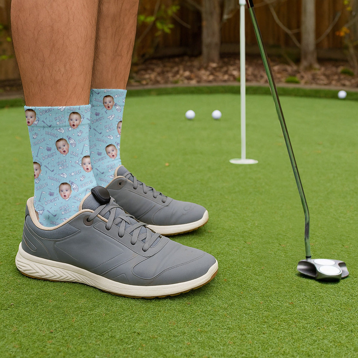 Blisscorners Socks With Faces, Fun Socks For Men, Golf Socks For Dad, Christmas Golf GiftLM2611