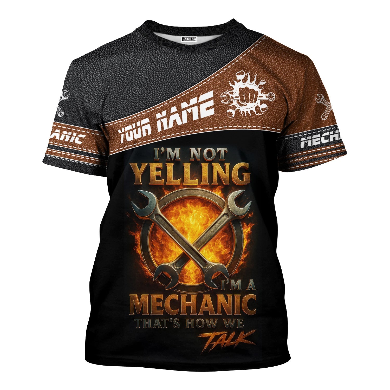 Blisscorners Custom Name Mechanic Shirt I'm Not Yelling I'm A Mechanic That's How We Talk T Shirt