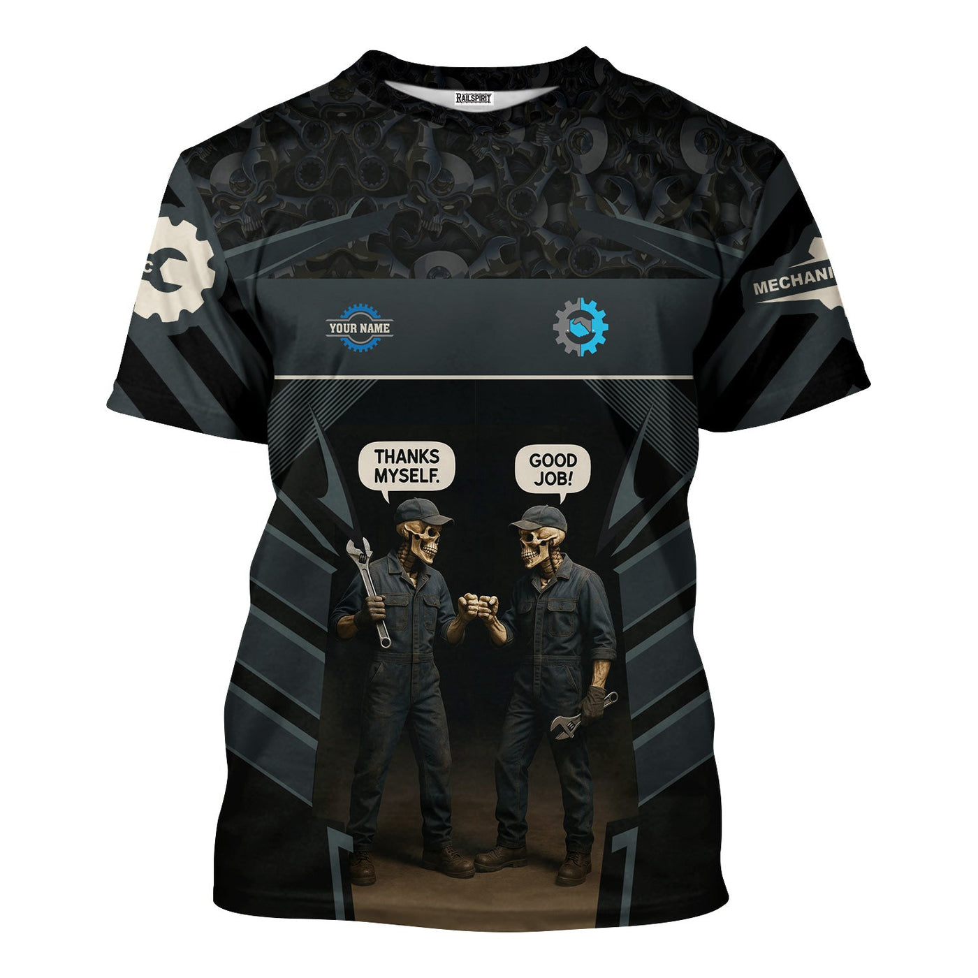 Blisscorners Personalized T-Shirt Yes I Am A Mechanic Of Course I Talk To Myself When I Work Funny Skull Design Shirt