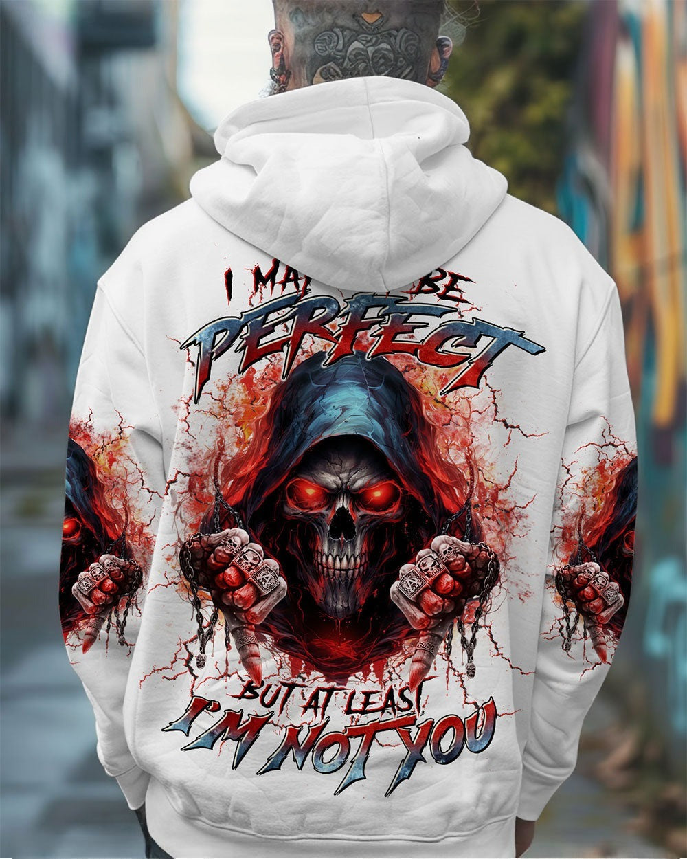 BLISSCORNERS I MAY NOT BE PERFECT SKULL REAPER ALL OVER PRINT
