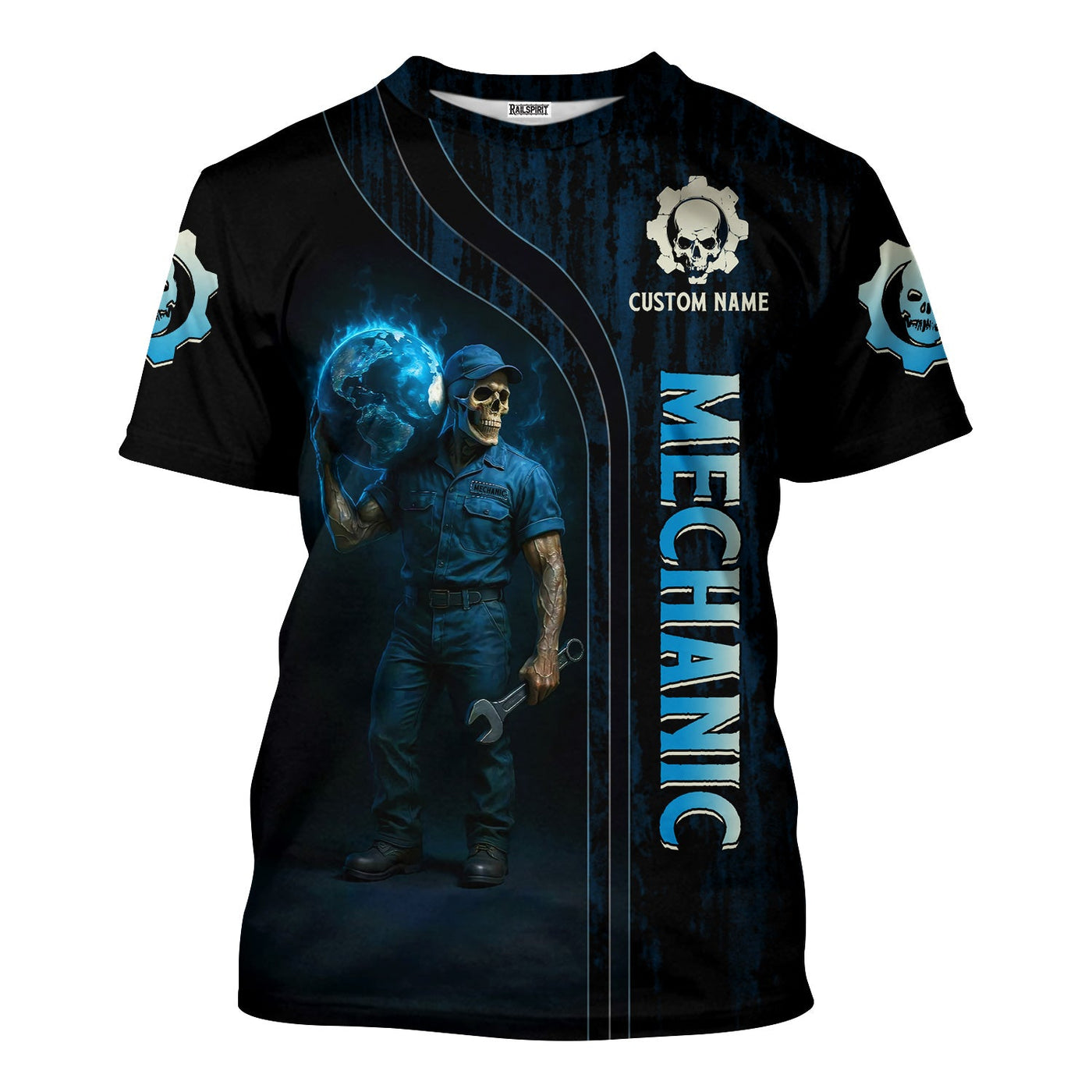 Blisscorners Personalized T-Shirt The Last Of A Dying Breed Old School Mechanic Carrying The Earth Design Shirt
