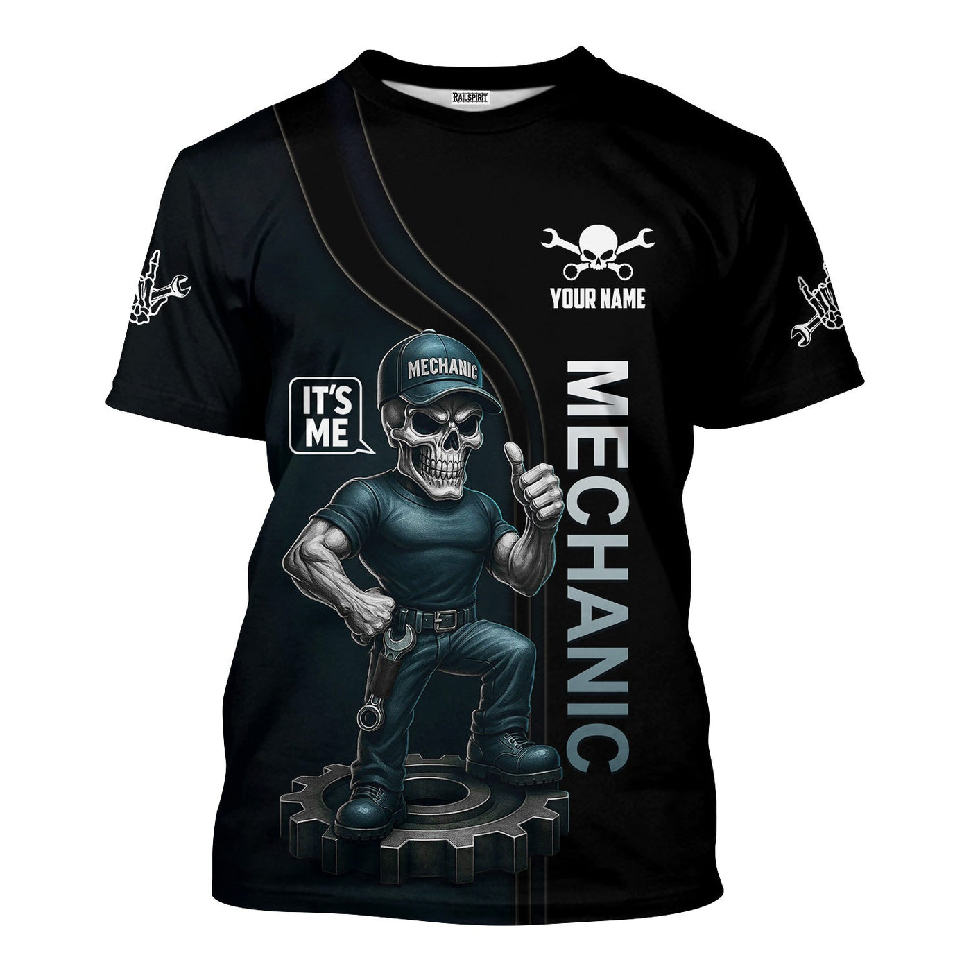 Blisscorners Personalized Mechanic Shirt, I Am Warranty, Skull Funny Design, Gift For Men