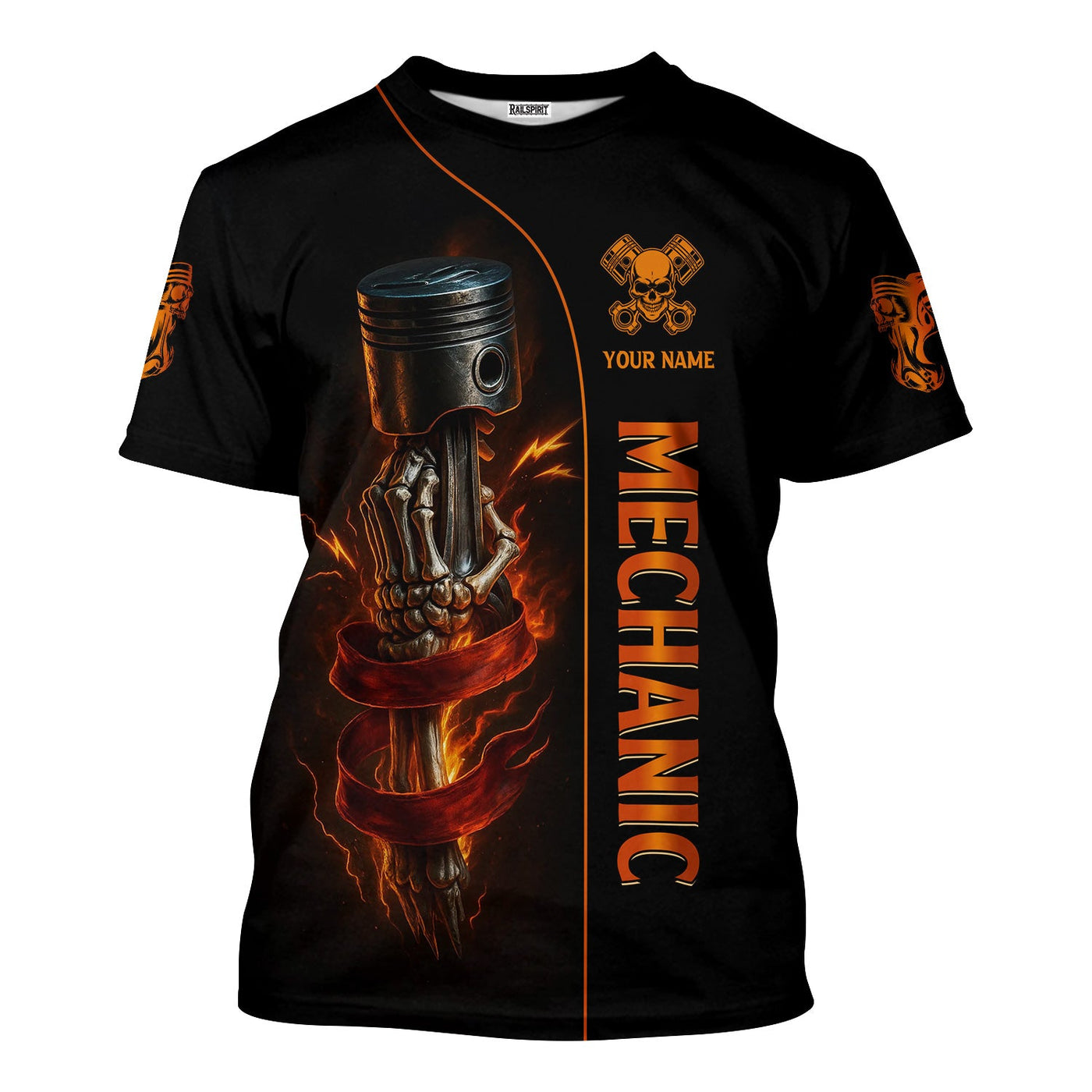 Blisscorners Personalized Mechanic Shirt, I'll Be In The Garage, Skull Hand Holding Piston Design, Gift For Men