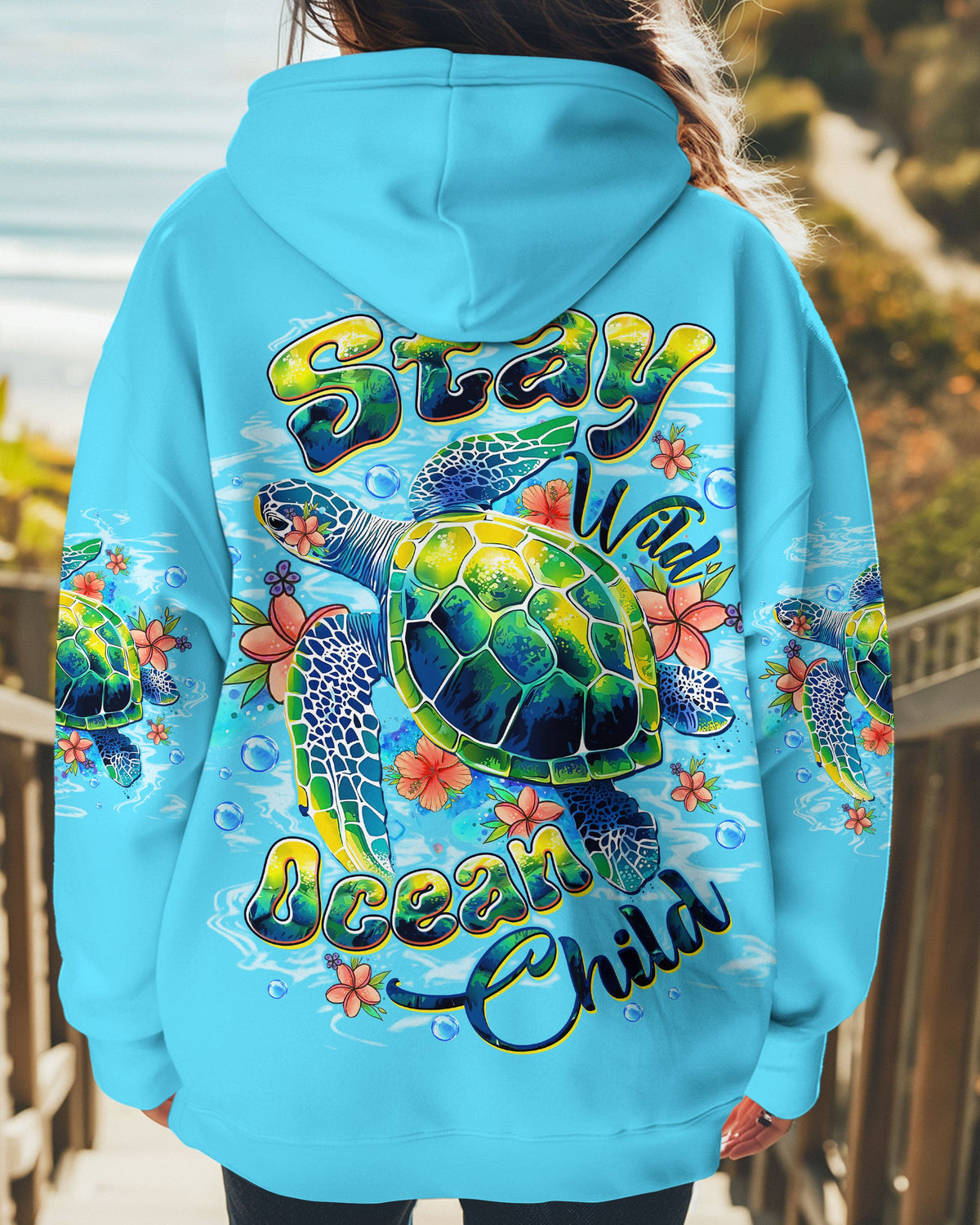 BLISSCORNERS STAY WILD OCEAN CHILD TURTLE ALL OVER PRINT