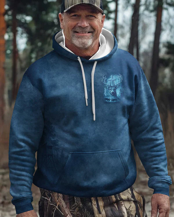 Blisscorners I've Got Hunting In My Veins And Jesus In My Heart Blue Shirt, Personalized Hunting 3D Shirt