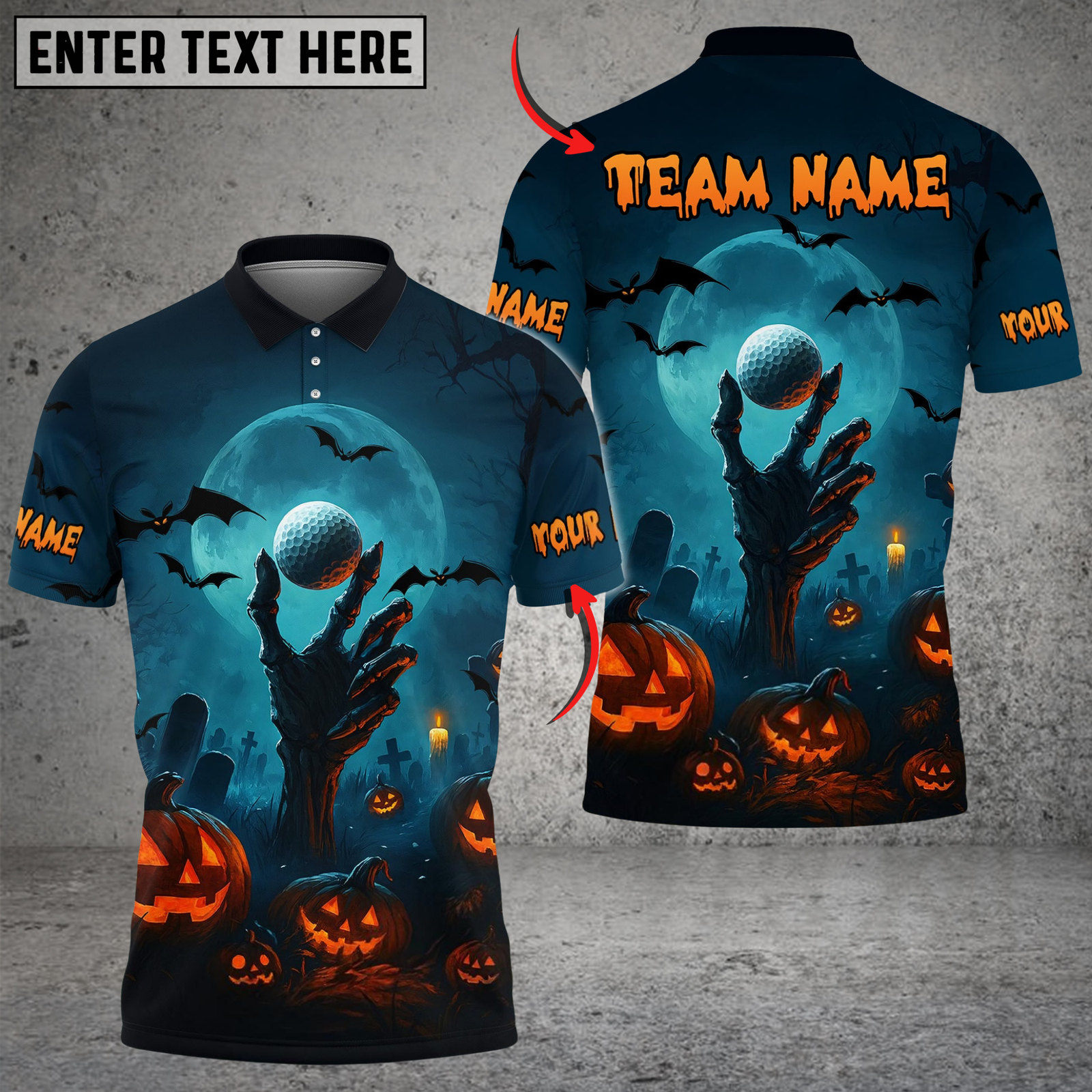 Blisscorners Nightmare Golf Halloween Golf Polo Shirt, Custom Name & Team Name 3D Shirts