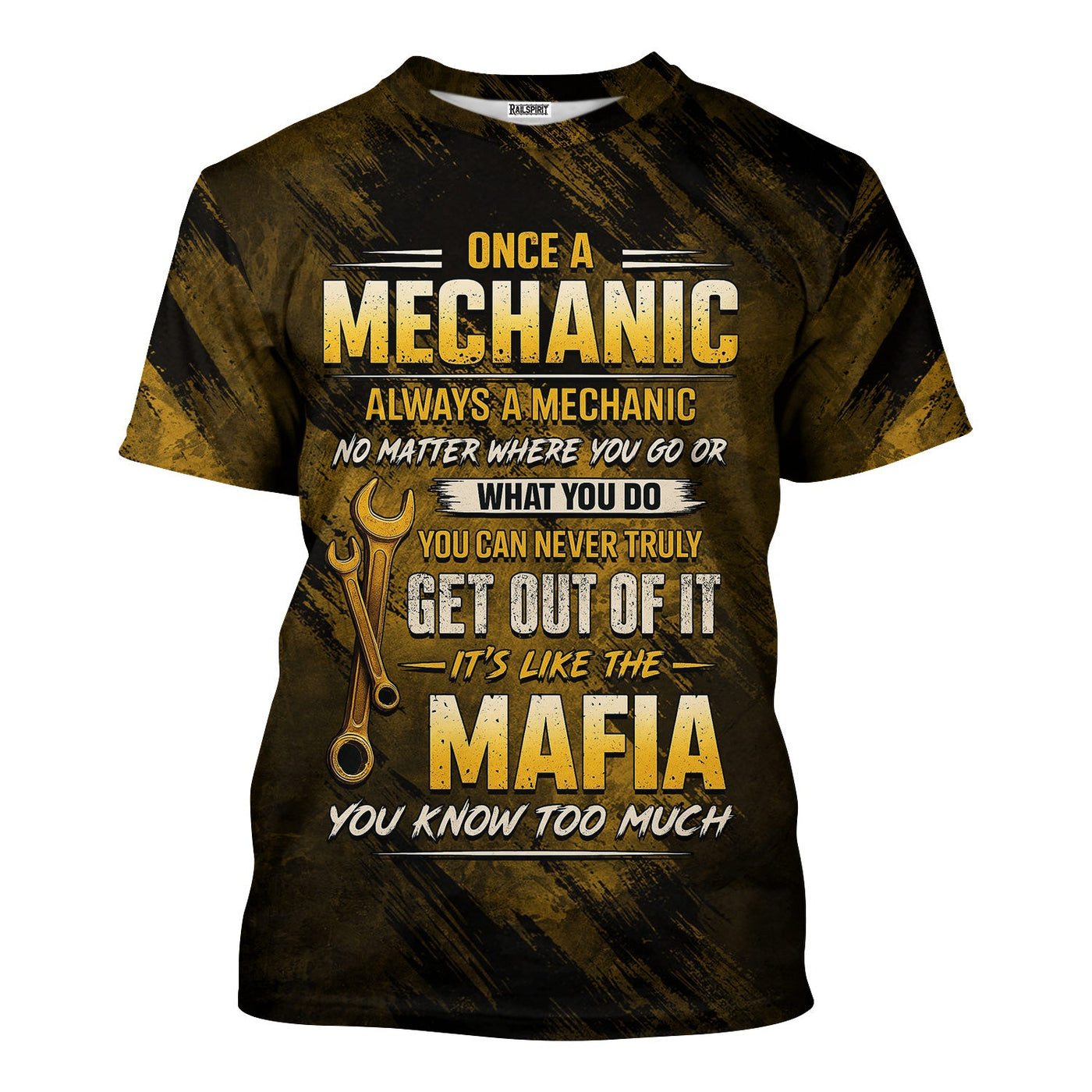 Blisscorners Once A Mechanic Always A Mechanic Shirt Funny Printed Vintage Mechanic Unisex T Shirt Wrenches Design