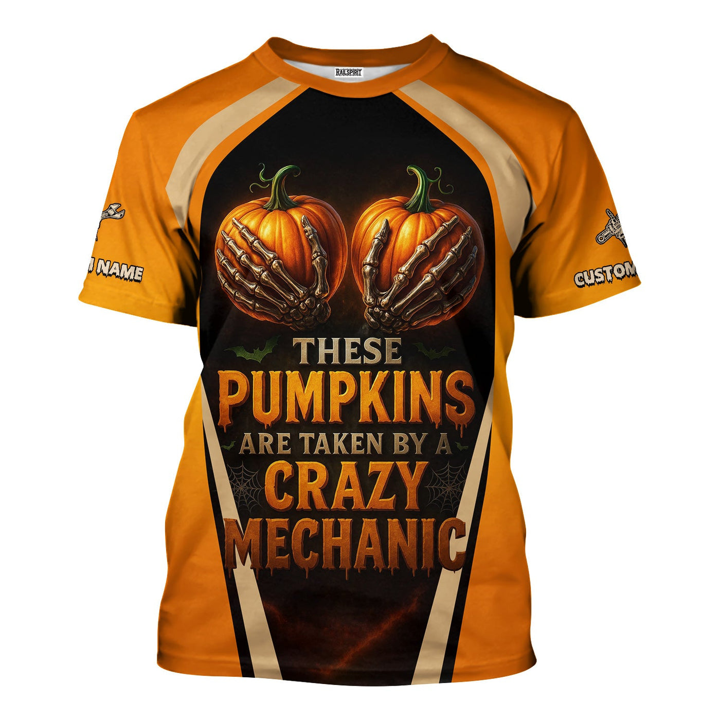 Blisscorners Personalized Mechanic Shirt, Funny Halloween Design These Pumpkins Are Taken By A Crazy Mechanic, Gift For Men