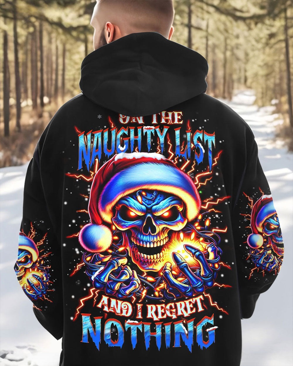 BLISSCORNERS ON THE NAUGHTY LIST SKULL CHRISTMAS ALL OVER PRINT