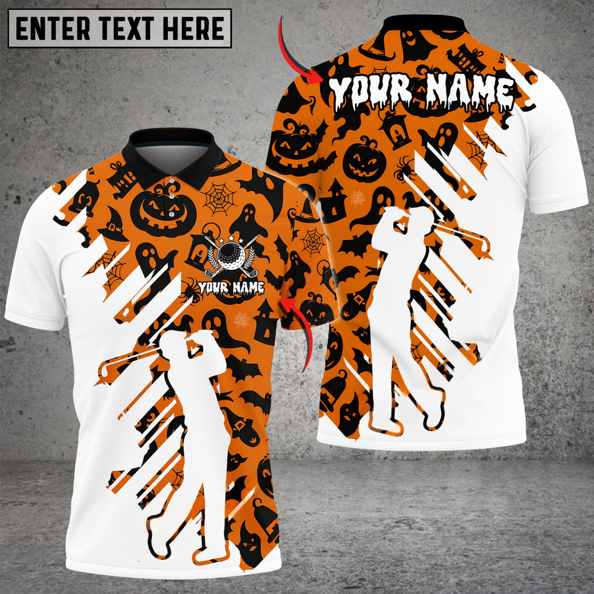 Blisscorners Spooky Swing Golf Polo Shirt, Customized Name & Team Name 3D Shirts (4 Colors)