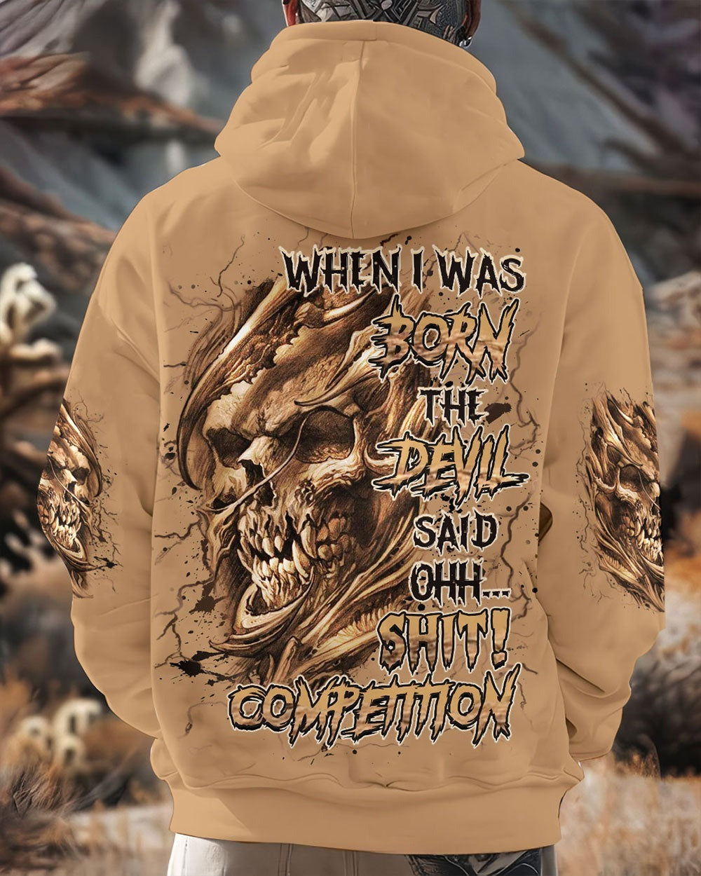 BLISSCORNERS WHEN I WAS BORN DEMON SKULL ALL OVER PRINT