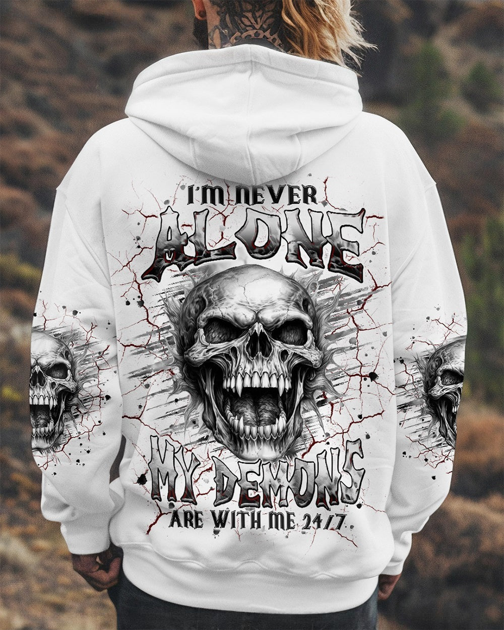 BLISSCORNERS I'M NEVER ALONE SKULL DEMON ALL OVER PRINT