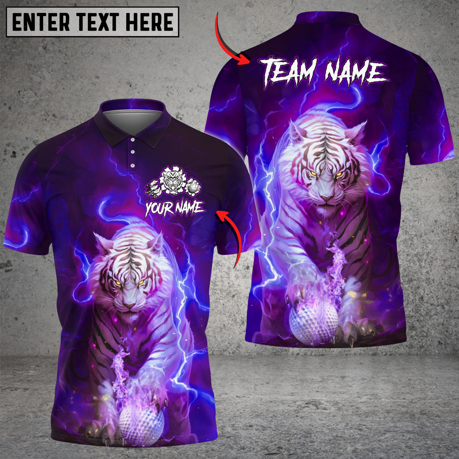 Blisscorners Lightning Tiger Golf Polo Shirt, Customized Name & Team Name 3D Shirts (4 Colors)