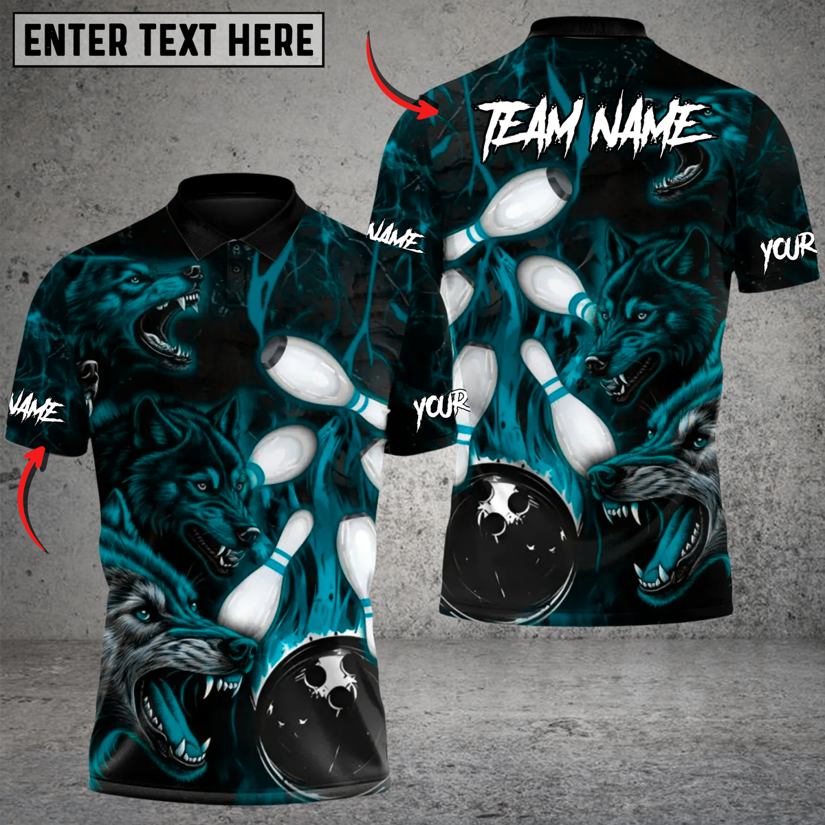 Blisscorners Crimson Howl: Strike Night Bowling Multicolor Customized Name, Team Name 3D Shirts