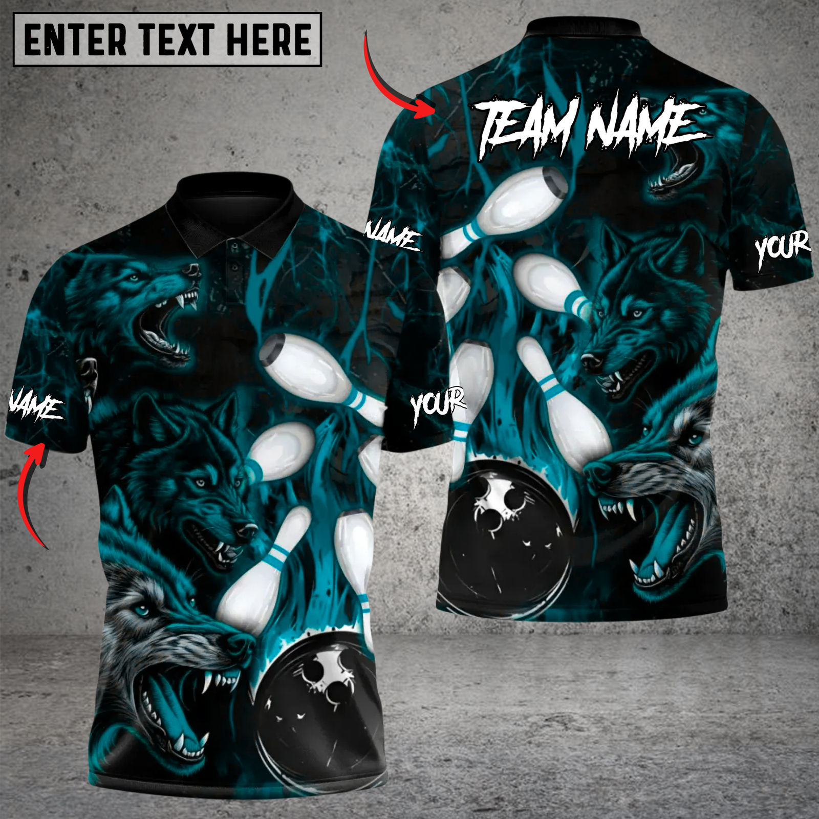 Blisscorners Crimson Howl: Strike Night Bowling Multicolor Customized Name, Team Name 3D Shirts