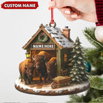 Blisscorners Personalized Acrylic Bison Christmas Ornament - Custom Buffalo Barn Holiday Decor LM0110