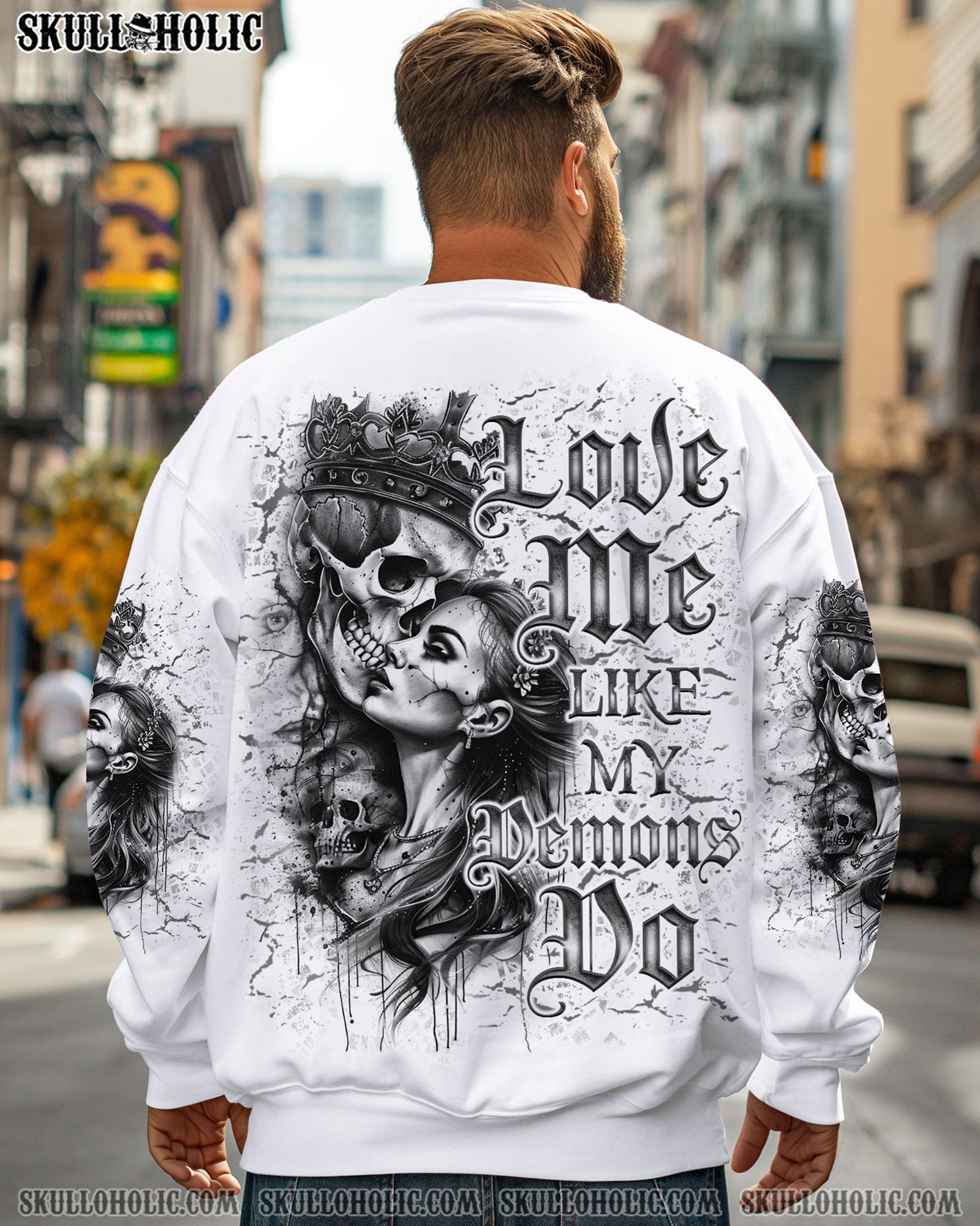 BLISSCORNERS LOVE ME LIKE MY DEMONS DO SKULL ALL OVER PRINT