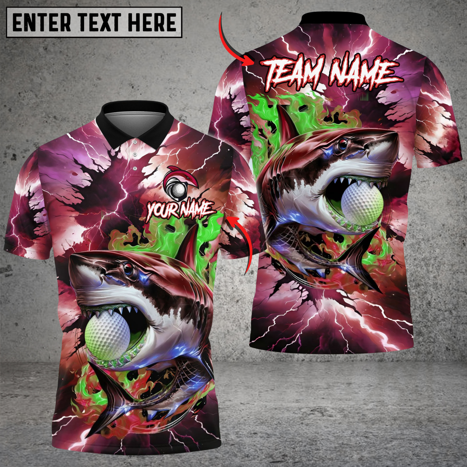 Blisscorners Shark Strike Golf Polo Shirt, Customized Name & Team Name 3D Shirts (4 Colors)