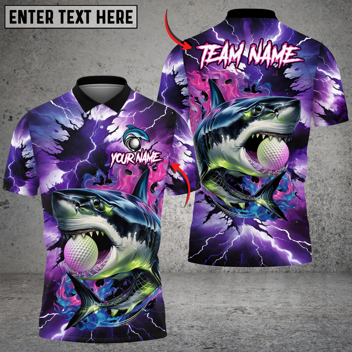 Blisscorners Shark Strike Golf Polo Shirt, Customized Name & Team Name 3D Shirts (4 Colors)