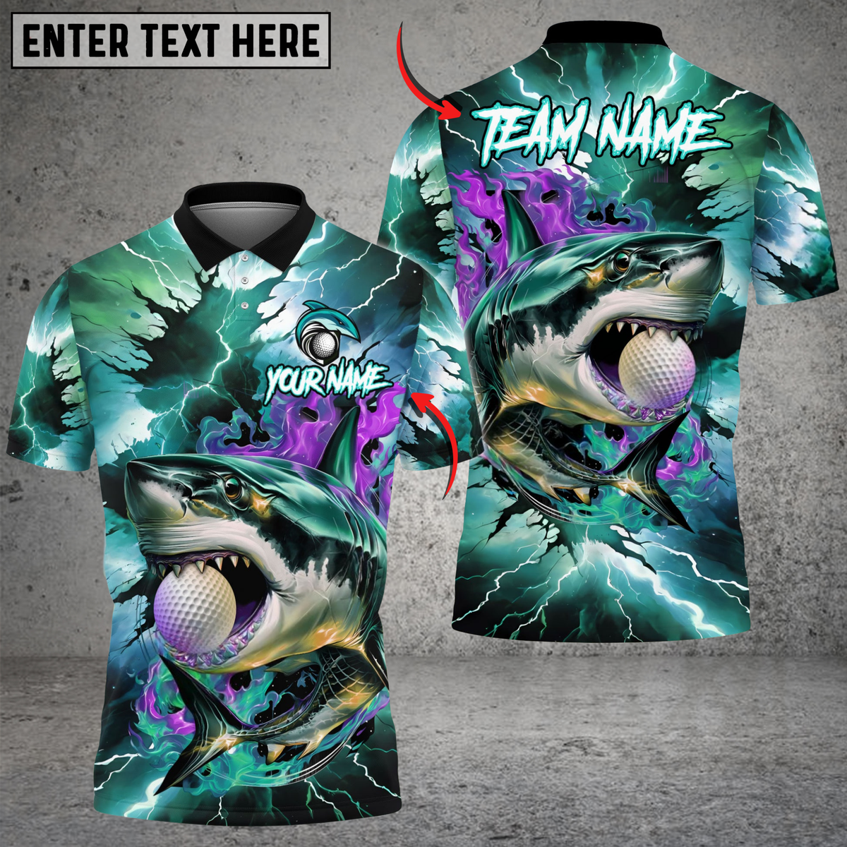 Blisscorners Shark Strike Golf Polo Shirt, Customized Name & Team Name 3D Shirts (4 Colors)