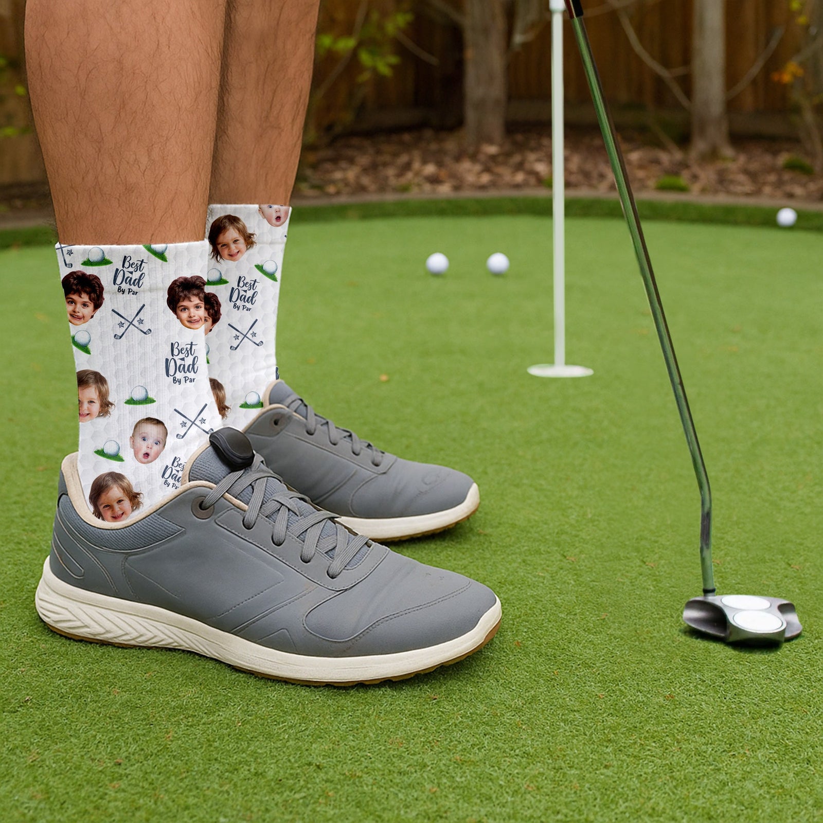 Blisscorners Men's Best Dad By Par Socks, Personalized Socks With Photos, Christmas Golf GiftLM2611