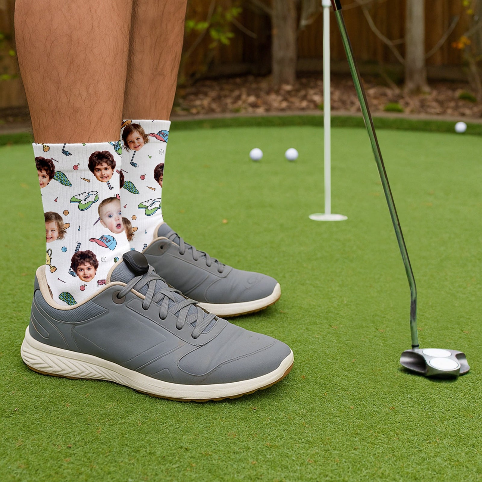 Blisscorners Custom Kids Photo Fun Golf Socks for Dad, Personalized Socks With Photos, Christmas Golf GiftLM2611