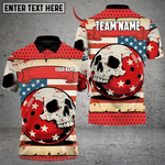 Blisscorners American Skull Bowling Retro Patriot Edition Personalized Name 3D Unisex Shirt