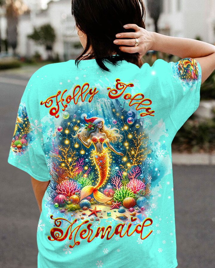 BLISSCORNERS HOLLY JOLLY MERMAID CHRISTMAS ALL OVER PRINT