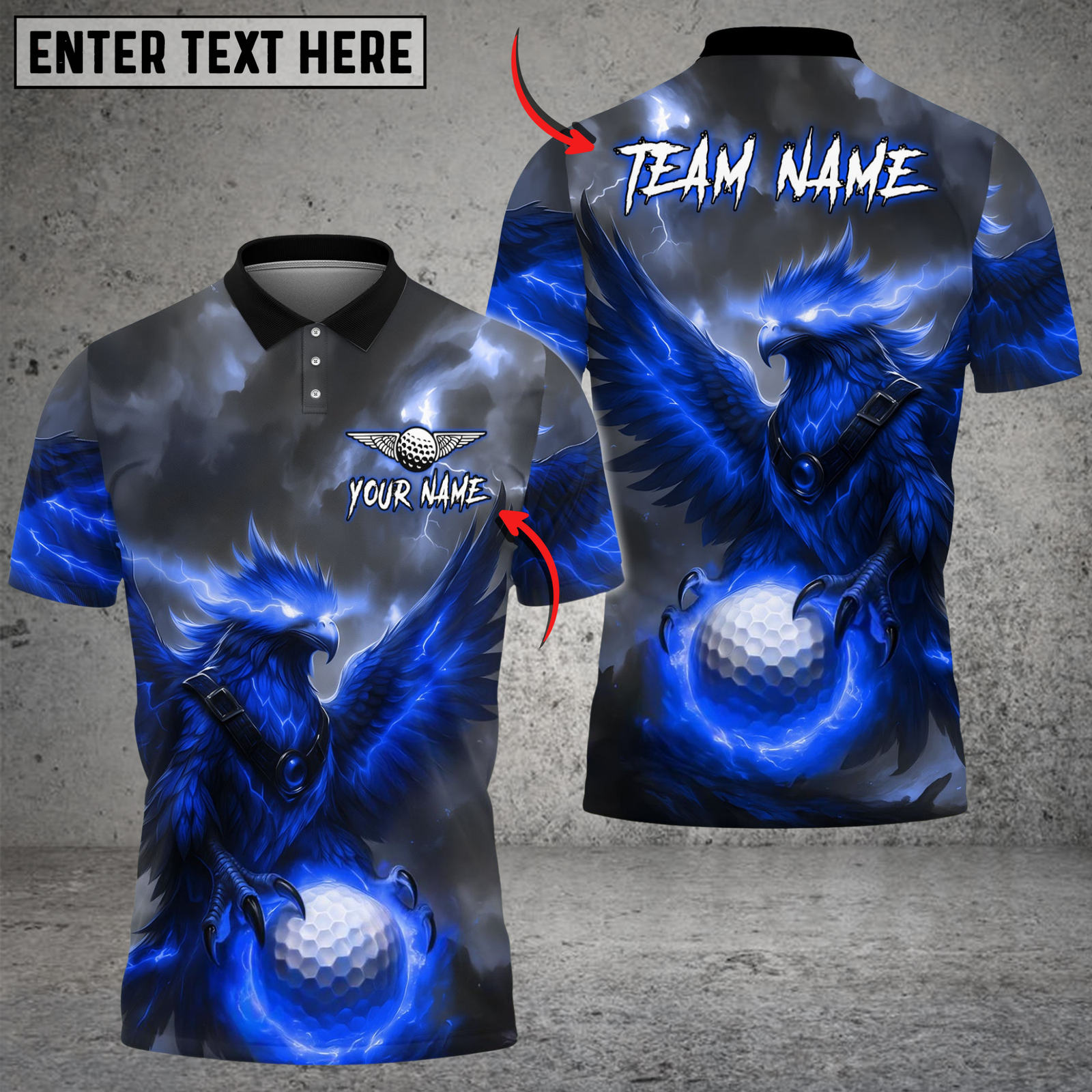Blisscorners Phoenix Fire Golf Polo Shirt, Customized Name & Team Name 3D Shirts (4 Colors)
